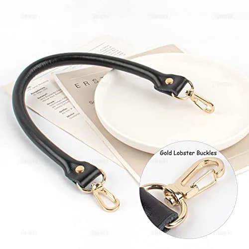 AUEAR Black Leather Purse Straps with Gold Buckles for Small Bags, 40cm (15.7 Inches) | 2-Pack Replacement Handles thumbnail 5