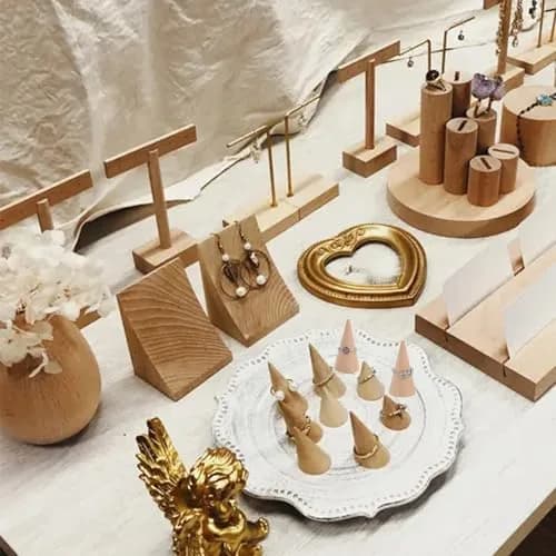 AUEAR Natural Wood Cone Ring Display Stand, 2.8cm (1.1") x 5.1cm (2") | 10-Pack Organizer for Jewelry Counters thumbnail 4
