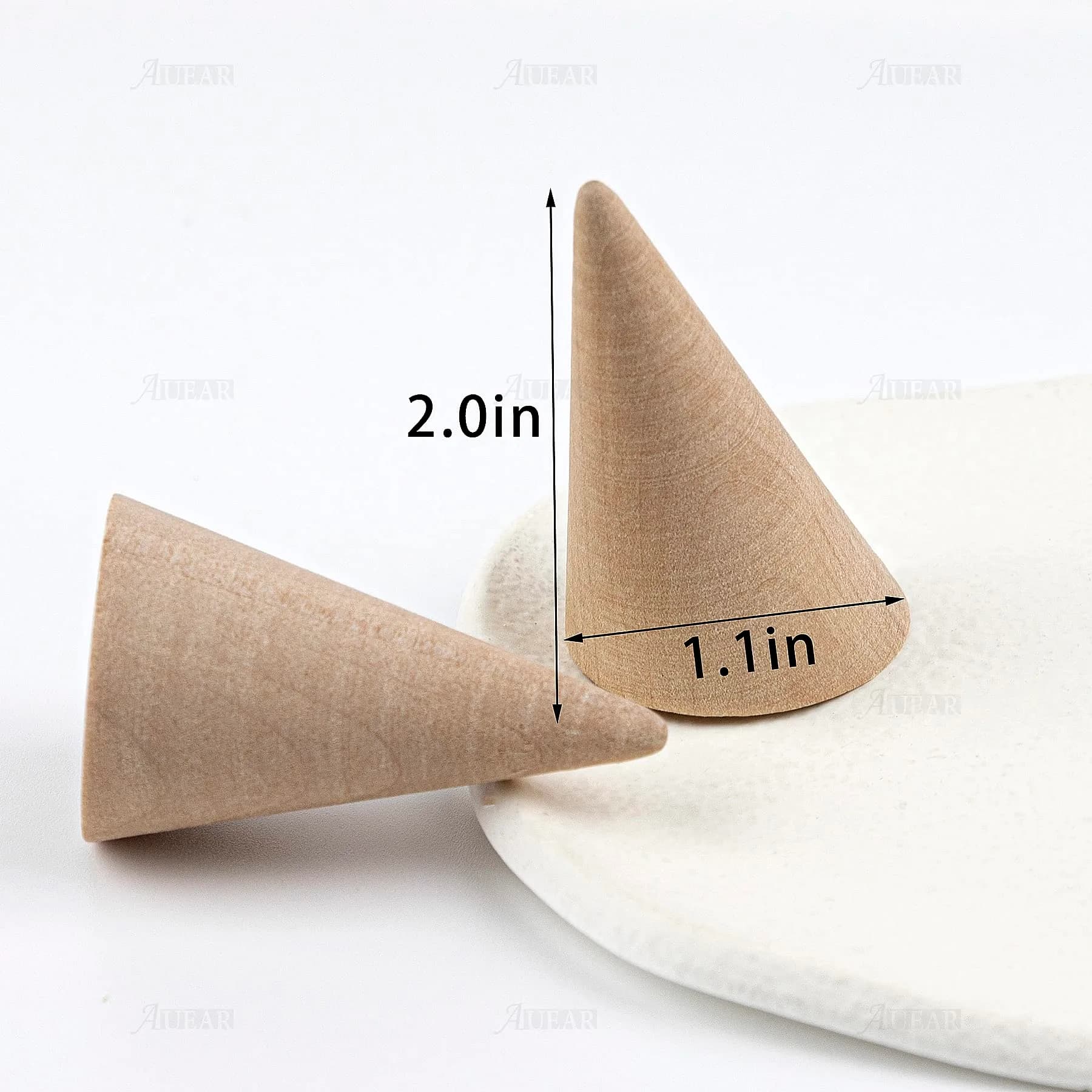 AUEAR Natural Wood Cone Ring Display Stand, 2.8cm (1.1") x 5.1cm (2") | 10-Pack Organizer for Jewelry Counters - view 6