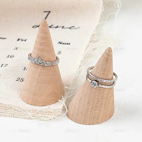 AUEAR Natural Wood Cone Ring Display Stand, 2.8cm (1.1") x 5.1cm (2") | 10-Pack Organizer for Jewelry Counters thumbnail 3