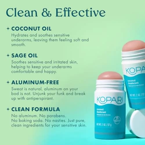 Kopari Aluminum Free Coconut Deodorant 2 oz (59 ml) | Pack of 2, Original & Driftwood Charcoal thumbnail 4