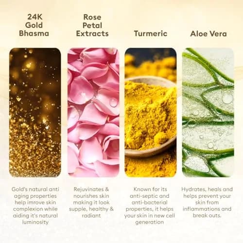 VLCC Gold Facial Kit + FREE Rose Water Toner 300gm (10.58 oz) + 100ml (3.38 Fl Oz) | Natural Glow Facial Kit thumbnail 3