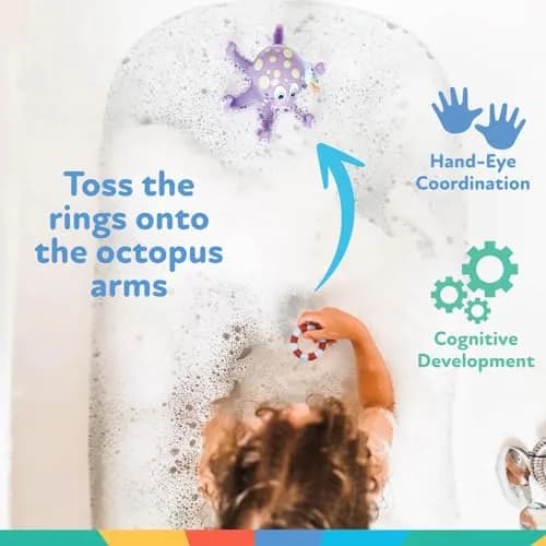 Nuby Floating Octopus with 3 Hoopla Rings Bath Toy | BPA-Free, Mold-Free Design for Toddlers 18+ Months thumbnail 4
