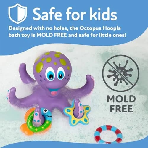 Nuby Floating Octopus with 3 Hoopla Rings Bath Toy | BPA-Free, Mold-Free Design for Toddlers 18+ Months thumbnail 3
