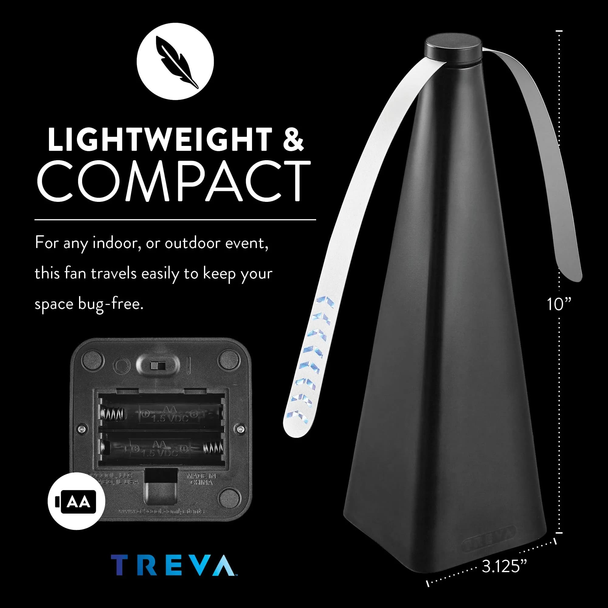 Treva Bug Fan Fly Deterrent with Holographic Blades Black | Battery Powered, 10-inch Height - view 5