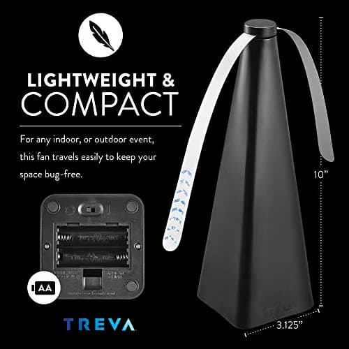 Treva Bug Fan Fly Deterrent with Holographic Blades Black | Battery Powered, 10-inch Height thumbnail 5
