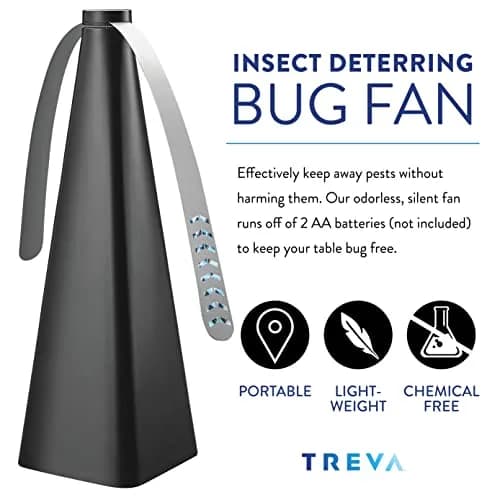 Treva Bug Fan Fly Deterrent with Holographic Blades Black | Battery Powered, 10-inch Height thumbnail 2