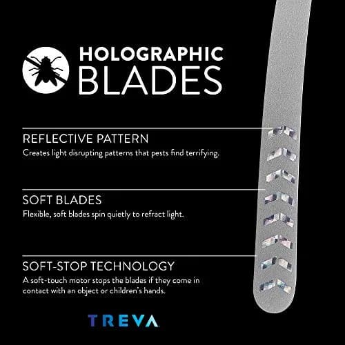 Treva Bug Fan Fly Deterrent with Holographic Blades Black | Battery Powered, 10-inch Height thumbnail 3