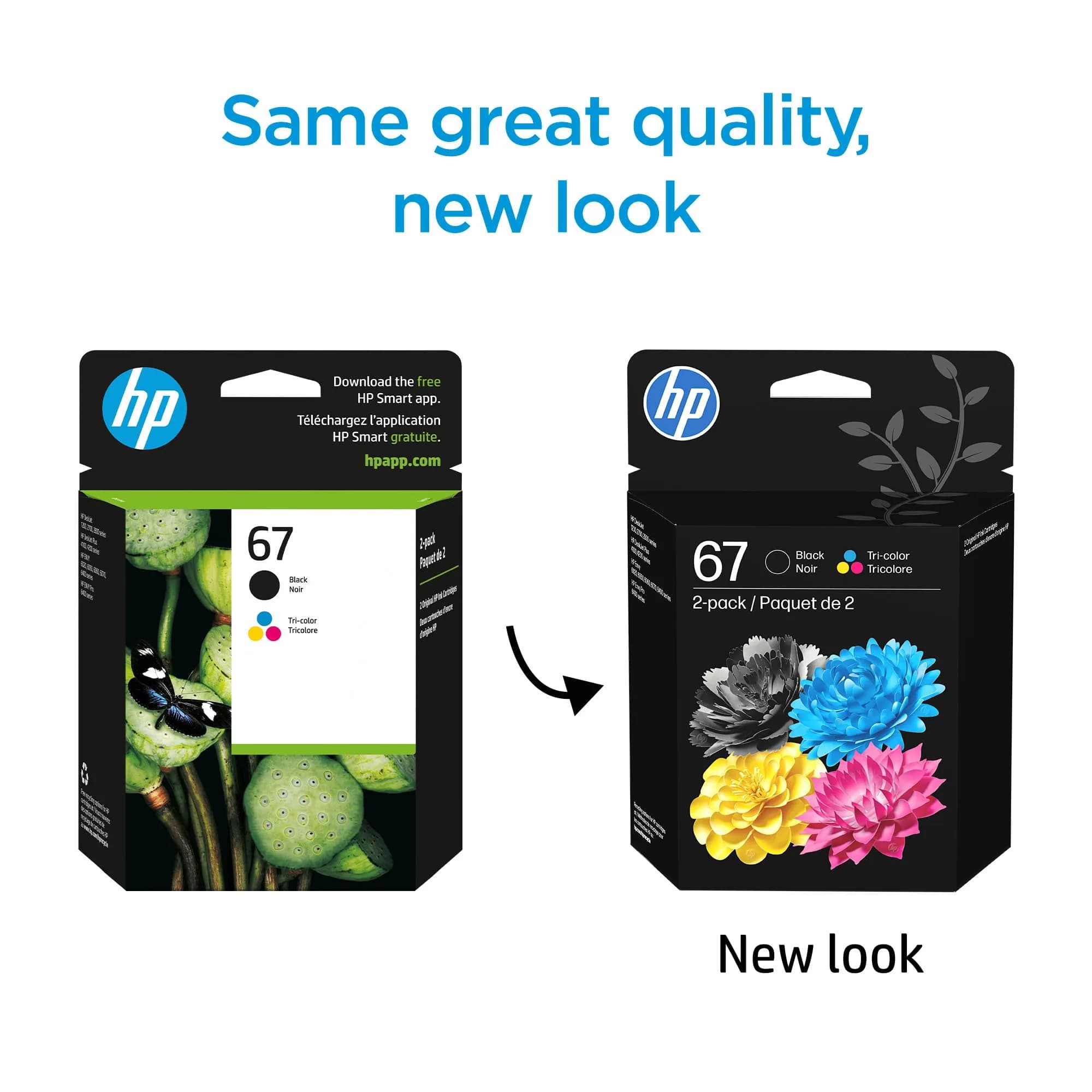 HP 67 Black/Tri-Color Ink Cartridges (2-Pack) | Fade-Resistant Documents & Brilliant Images - view 2