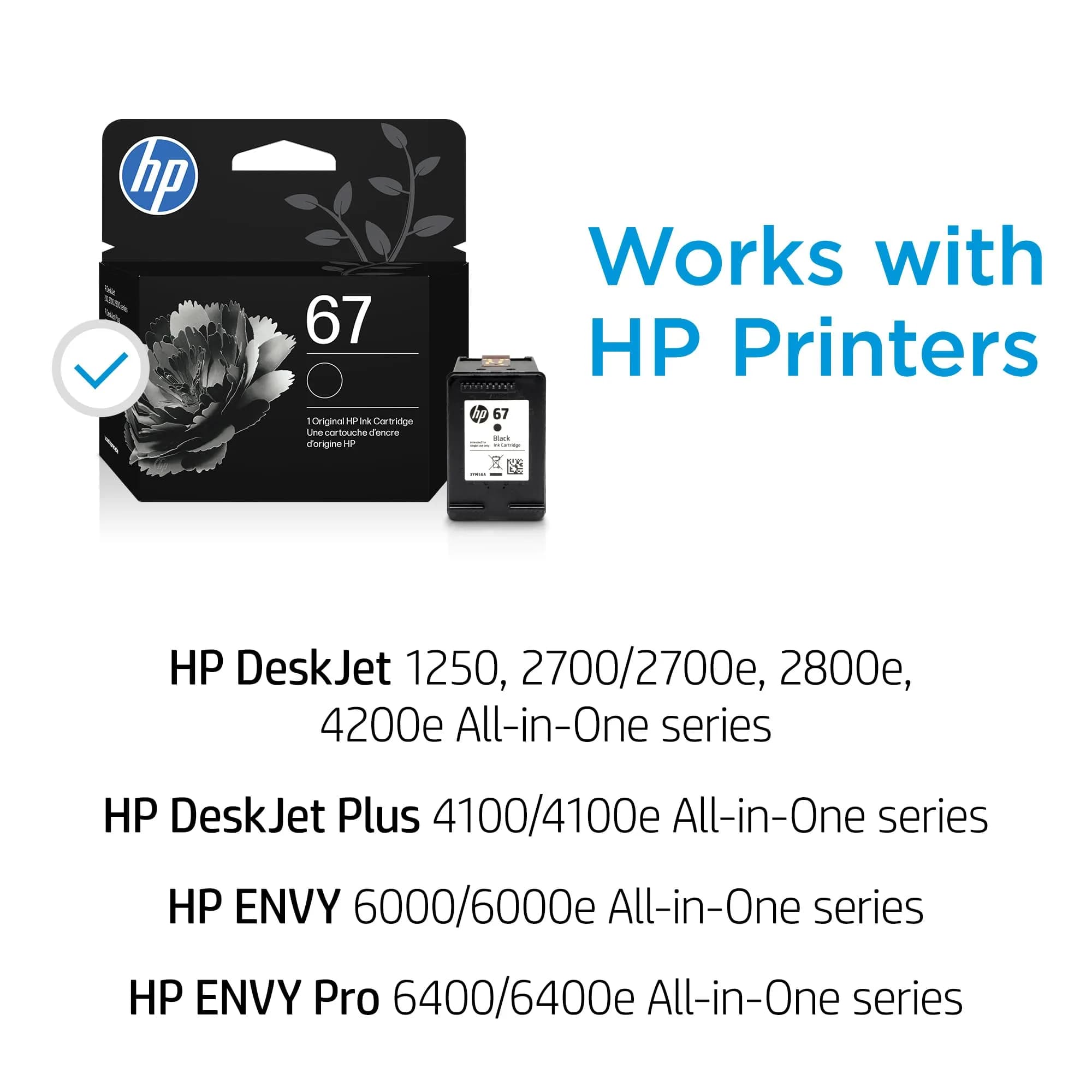 HP 67 Black Ink Cartridge | 120 Pages | Works with HP DeskJet & ENVY Series Printers - view 3