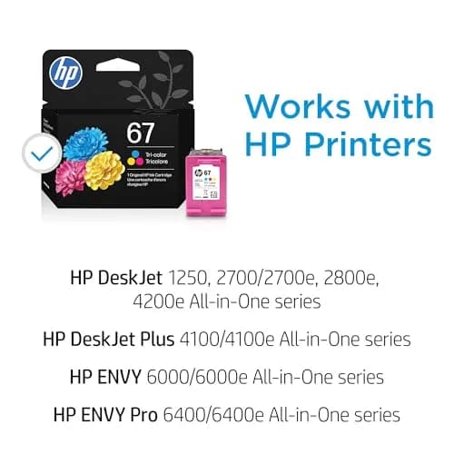 HP 67 Tri-Color Ink Cartridge | 100 Pages Yield | Compatible with DeskJet 1255, 2700, 4100 Series, Envy 6000, 6400 Series thumbnail 3