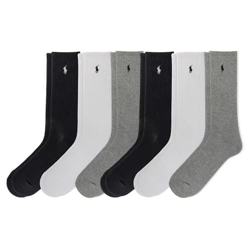 POLO RALPH LAUREN Men's Athletic Performance Cotton Crew Socks, 6 Pairs | Moisture-Wicking & Cushioned Fit thumbnail 1
