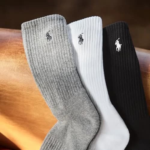 POLO RALPH LAUREN Men's Athletic Performance Cotton Crew Socks, 6 Pairs | Moisture-Wicking & Cushioned Fit thumbnail 5