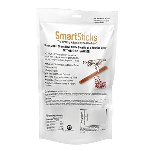 SmartBones SmartSticks Rawhide-Free Dog Treats Real Peanut Butter, 5 Count | Healthy, Digestible Chew for Dogs thumbnail 2