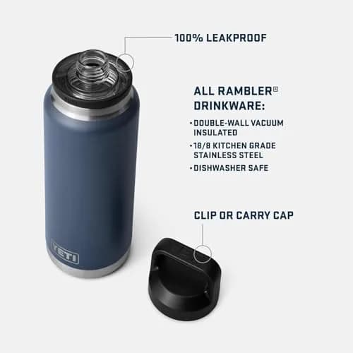 YETI Rambler 36 oz Bottle with Chug Cap, White | Insulated Stainless Steel Tumbler thumbnail 2