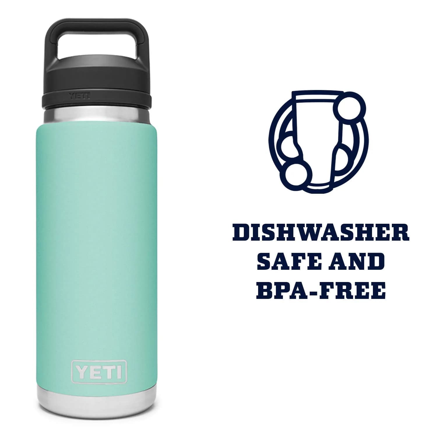 YETI Rambler 26 oz Bottle, Vacuum Insulated, Stainless Steel with Chug Cap, Seafoam | 750ml (26 oz) - view 5