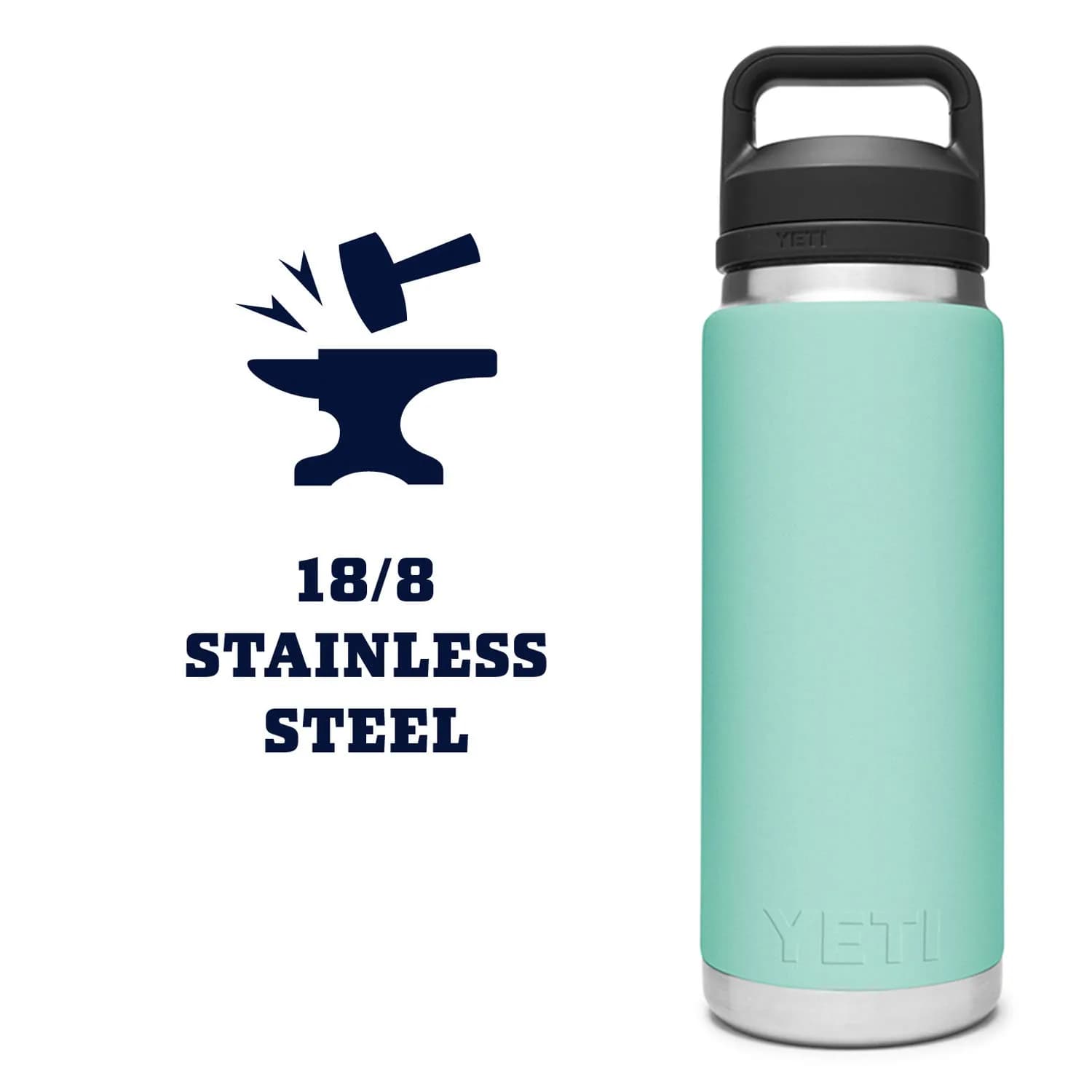 YETI Rambler 26 oz Bottle, Vacuum Insulated, Stainless Steel with Chug Cap, Seafoam | 750ml (26 oz) - view 6