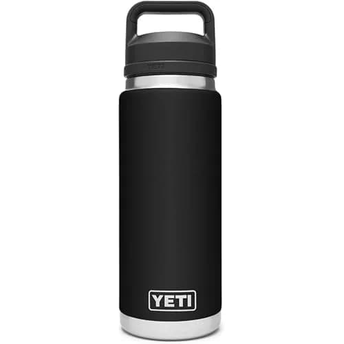 YETI Rambler 26 oz Bottle, Vacuum Insulated, Stainless Steel with Chug Cap, Seafoam | 750ml (26 oz) — Black