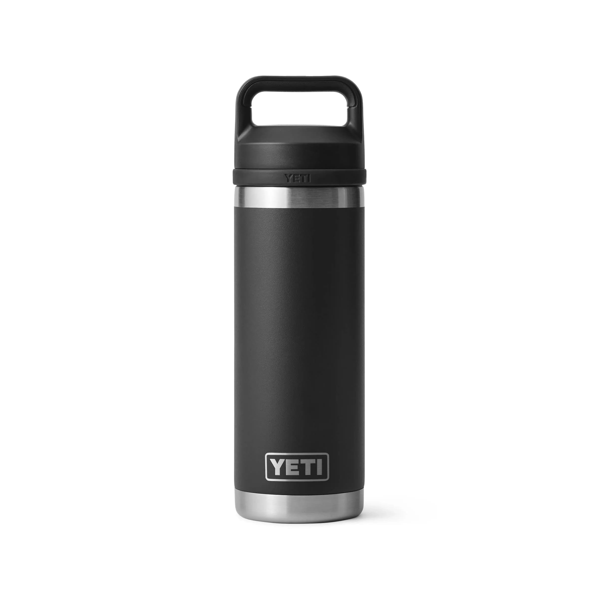 YETI Rambler 18 oz Bottle Vacuum Insulated Stainless Steel with Chug Cap, Black | Keeps Water Cold or Coffee Hot