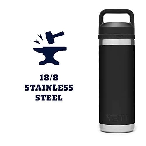 YETI Rambler 18 oz Bottle Vacuum Insulated Stainless Steel with Chug Cap, Black | Keeps Water Cold or Coffee Hot thumbnail 6