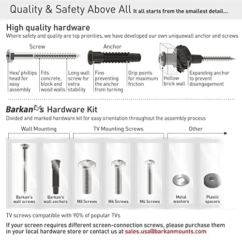 Barkan 21'' Long TV Wall Mount, 13-65 inch Full Motion Articulating - Holds up to 80lbs, Extremely Extendable thumbnail 7