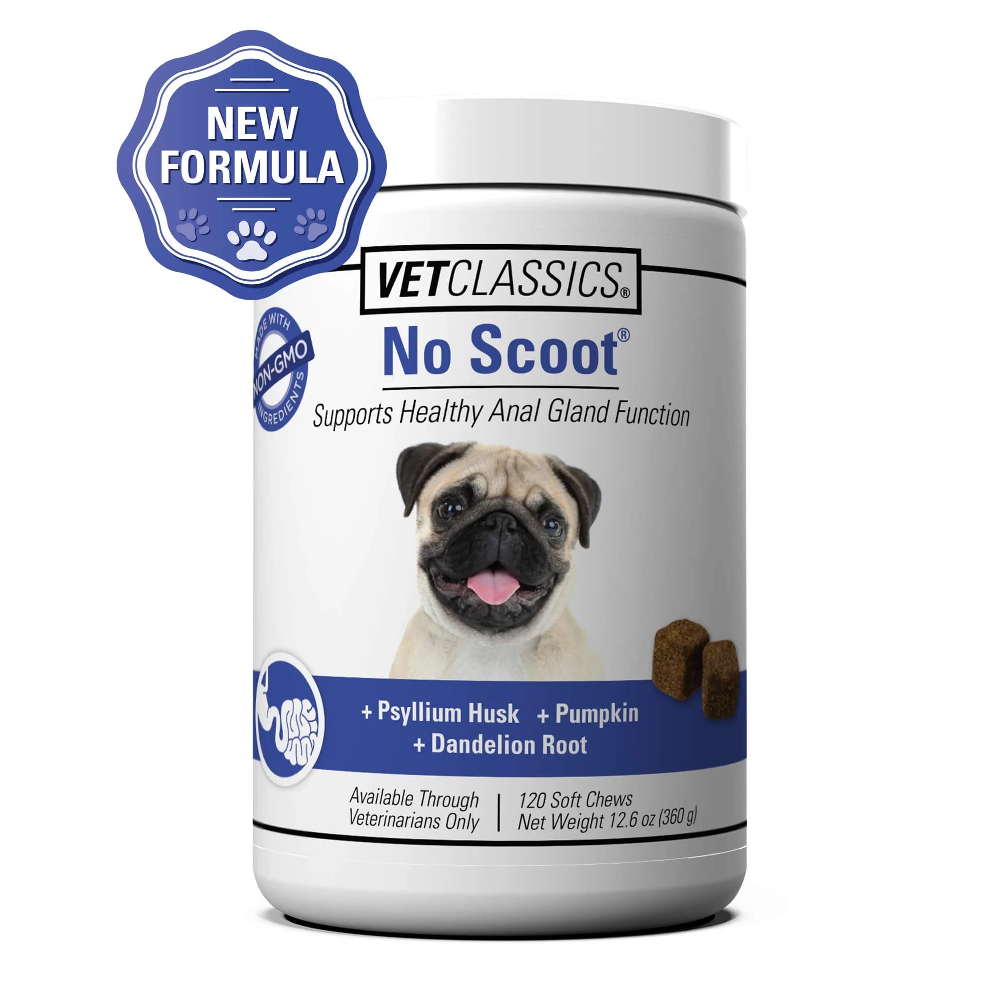 Vet Classics No Scoot for Dogs - 120 Soft Chews | Supports Anal Gland & Bowel Function