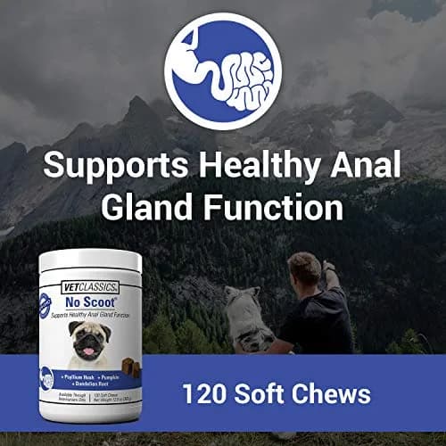Vet Classics No Scoot for Dogs - 120 Soft Chews | Supports Anal Gland & Bowel Function thumbnail 2