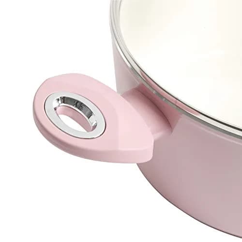 Gibson Home Plaza Café Forged Aluminum Ceramic Cookware Set with Glass Lids, 7-Piece Set, Lavender Rose | Induction Compatible thumbnail 3