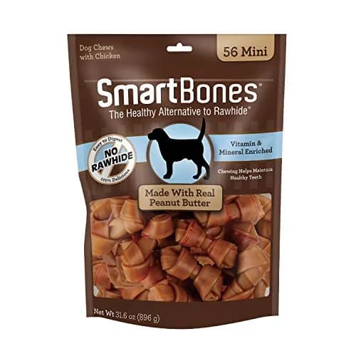 SmartBones Mini Bones Rawhide-Free Dog Treat, Peanut Butter, 56 Count | Healthy, Digestible Chew for Small Dogs thumbnail 1