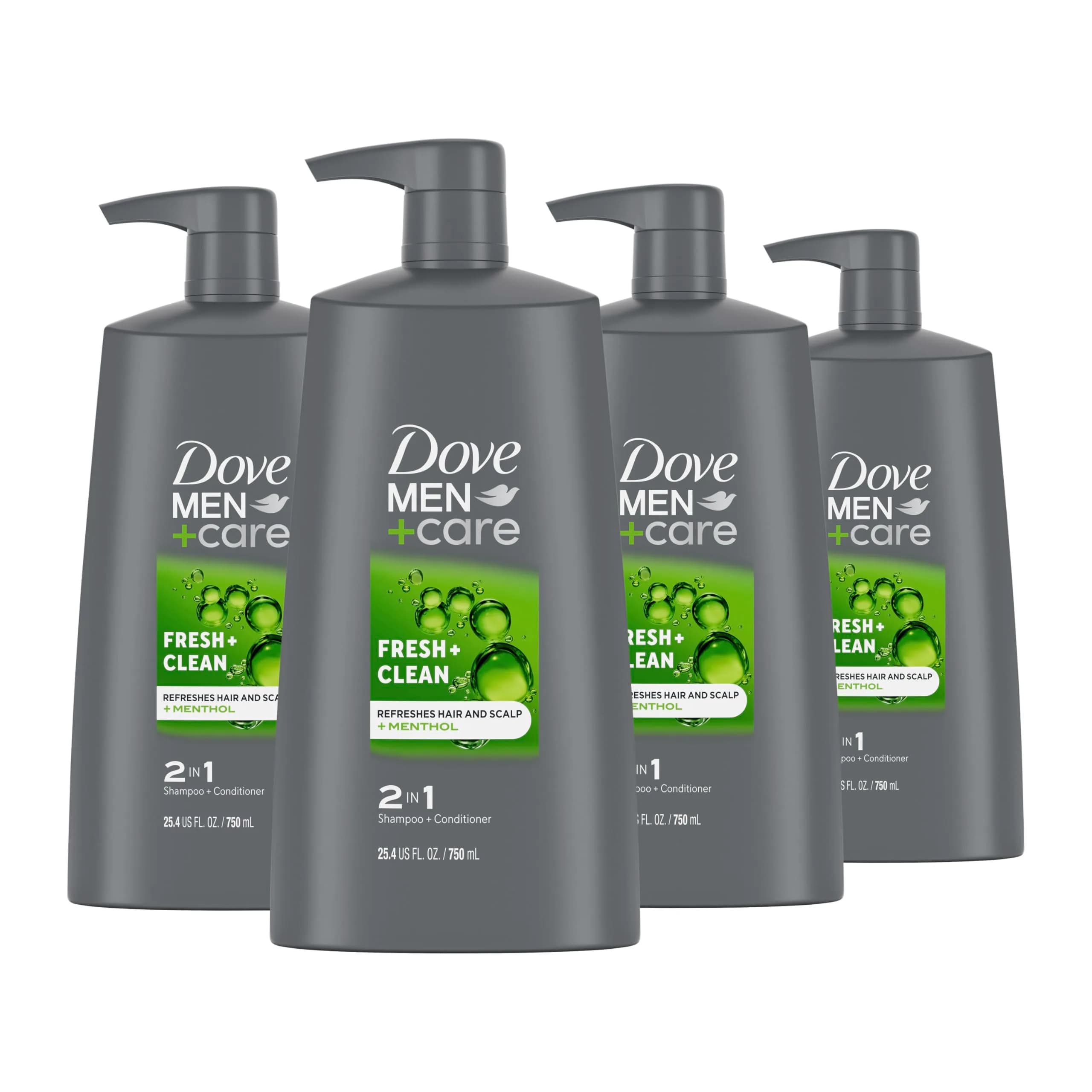 DOVE MEN + CARE 2-in-1 Shampoo and Conditioner Fresh and Clean 4 Count Nourishes and Invigorates Helps Strengthen Hair 25.4 oz thumbnail 1