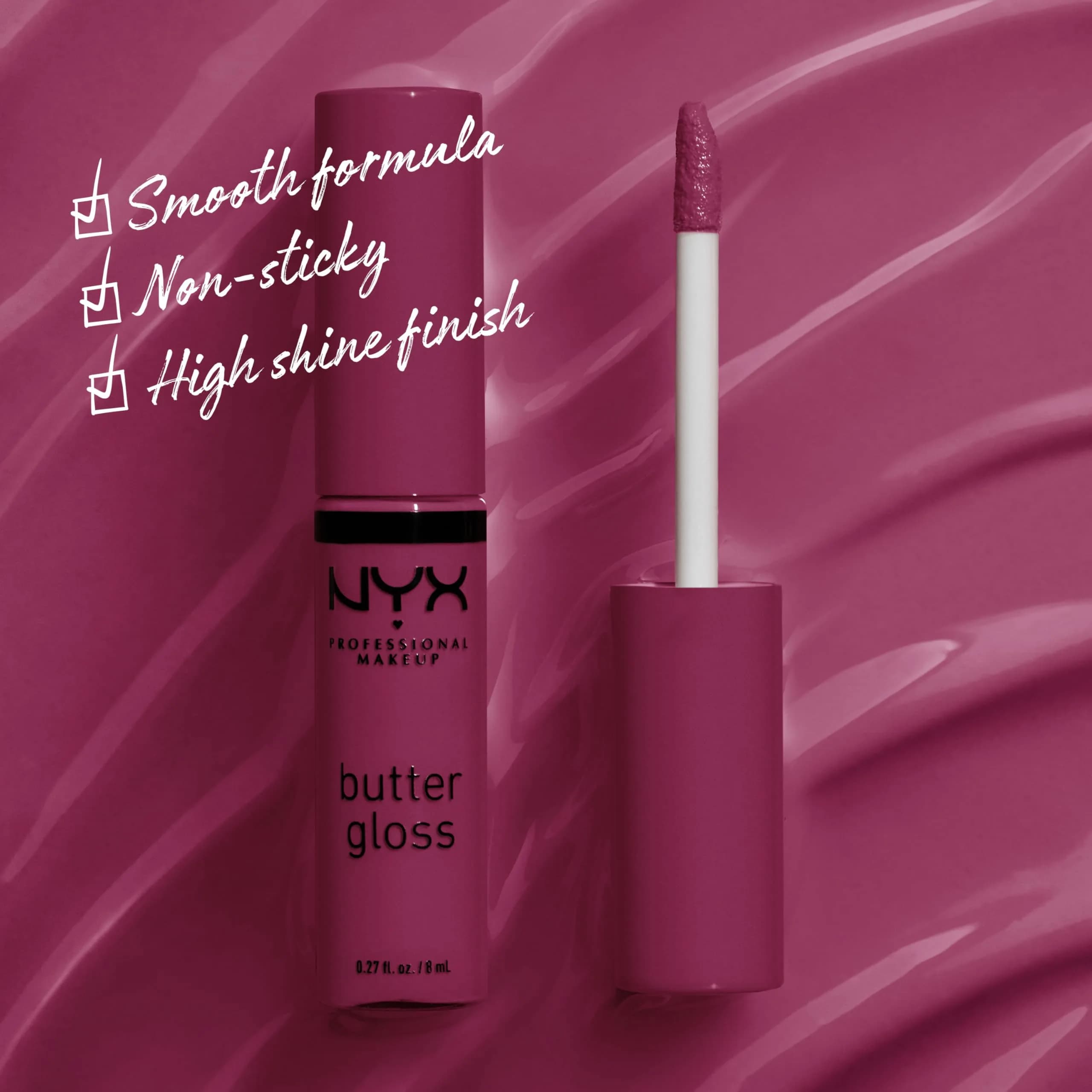 NYX PROFESSIONAL MAKEUP Butter Gloss Lip Gloss - Cranberry Pie (Mauve Purple) 7.9ml (0.27 Fl Oz) | PETA Certified Cruelty-Free - view 2