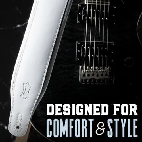 Levy's Leathers Amped Leather Series 3" Wide Guitar Strap with Foam Padding, 76-130cm (37"-51") | Black, USA-Sourced thumbnail 3