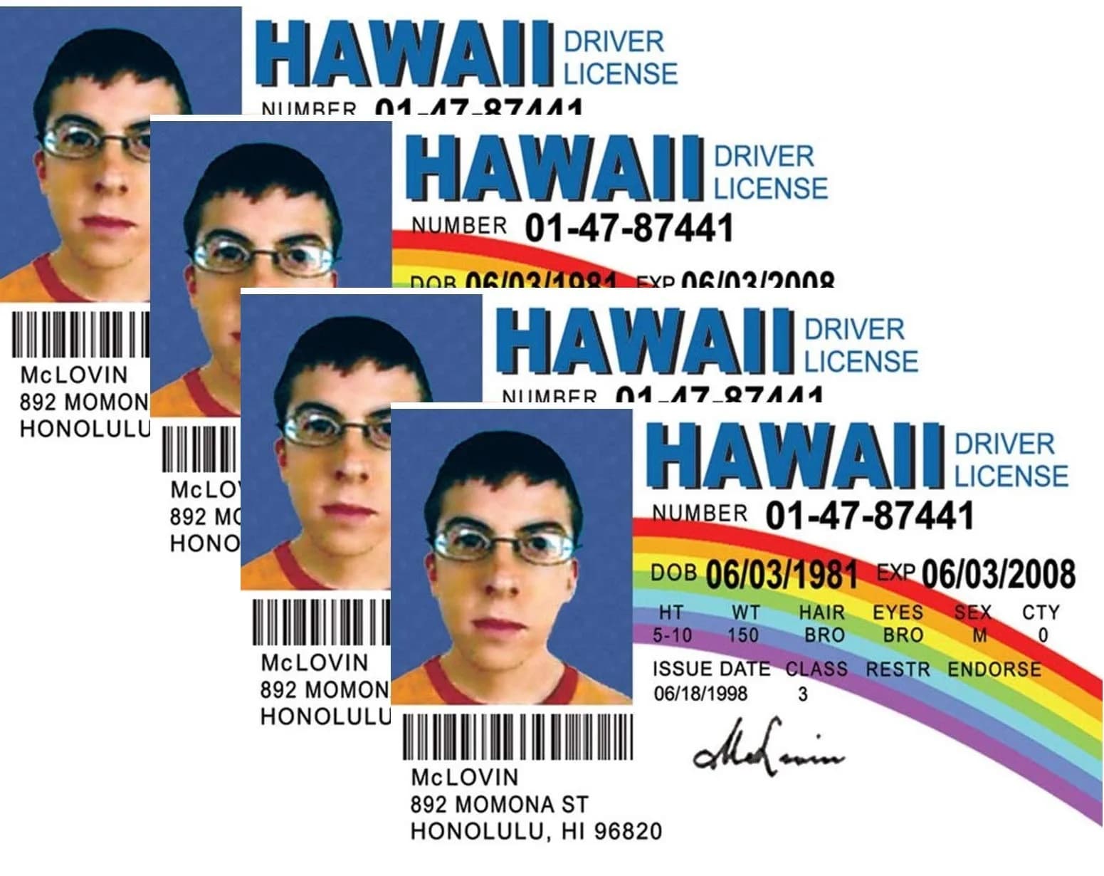 Signs 4 Fun McLovin ID License's Driver's License 2x3.25 | Realistic License Card with Finest Details — White Background
