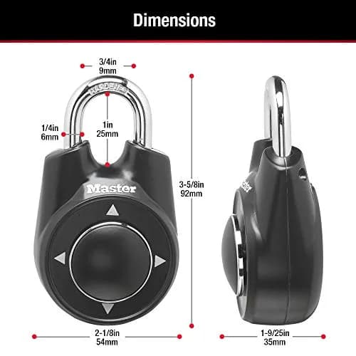 Master Lock 1500iD Set Your Own Directional Combination Padlock, Black | Secure, Durable & Easy to Reset thumbnail 6