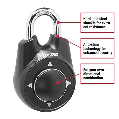 Master Lock 1500iD Set Your Own Directional Combination Padlock, Black | Secure, Durable & Easy to Reset thumbnail 2