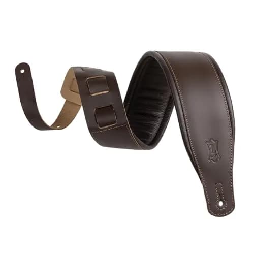 Levy's Leathers 3" Wide Amped Leather Series Guitar Strap with Foam Padding and Garment Leather Backing, Dark Brown (M26PD-DBR_DBR) | 9.5 cm (3.8") Tall thumbnail 1