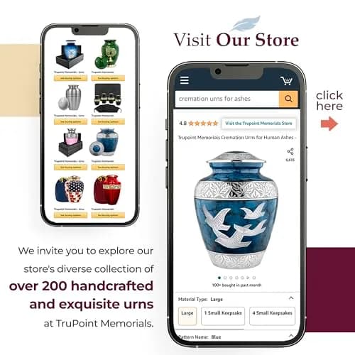Trupoint Memorials Cremation Urns for Human Ashes | Blue Birds, Adult (200LB) | Elegant Brass Design thumbnail 6