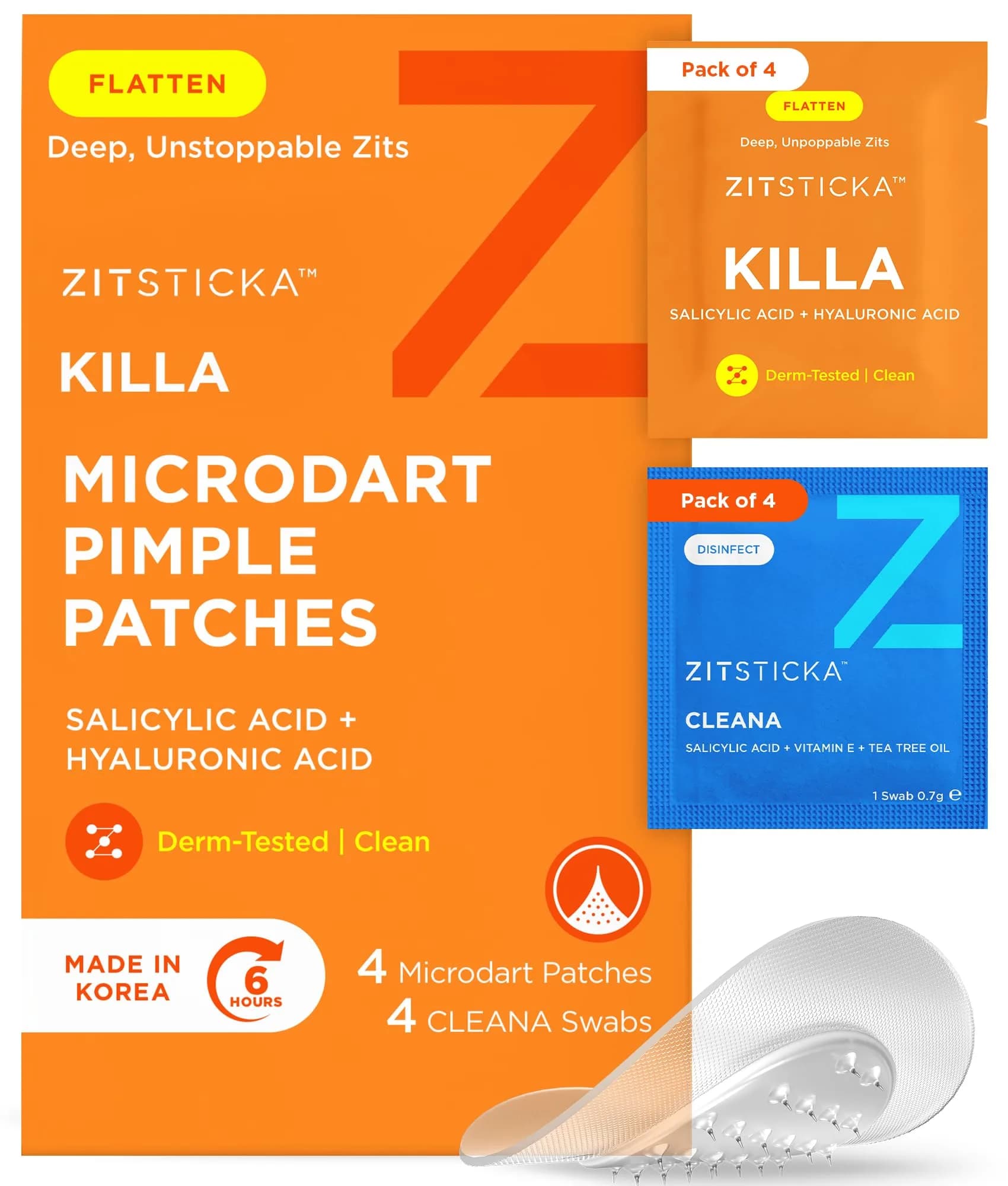 ZitSticka Killa Kit Microdart Pimple Patch for Face, 4 Count | Fast-Acting, Deep Zits Targeted
