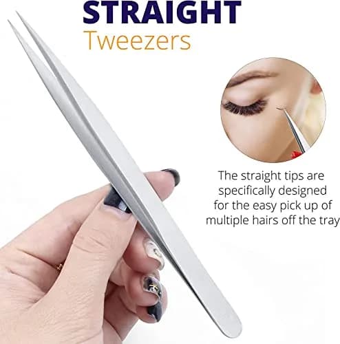 SIVOTE Eyelash Tweezers 2-Pack Stainless Steel, Silver | Hand Calibrated for Precision & Comfort thumbnail 4