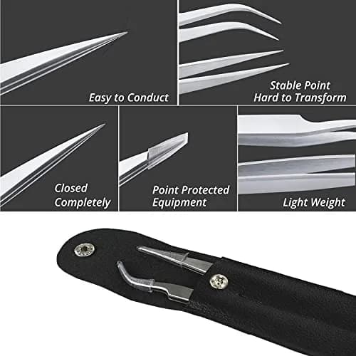 SIVOTE Eyelash Tweezers 2-Pack Stainless Steel, Silver | Hand Calibrated for Precision & Comfort thumbnail 6