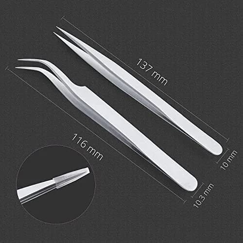 SIVOTE Eyelash Tweezers 2-Pack Stainless Steel, Silver | Hand Calibrated for Precision & Comfort thumbnail 3