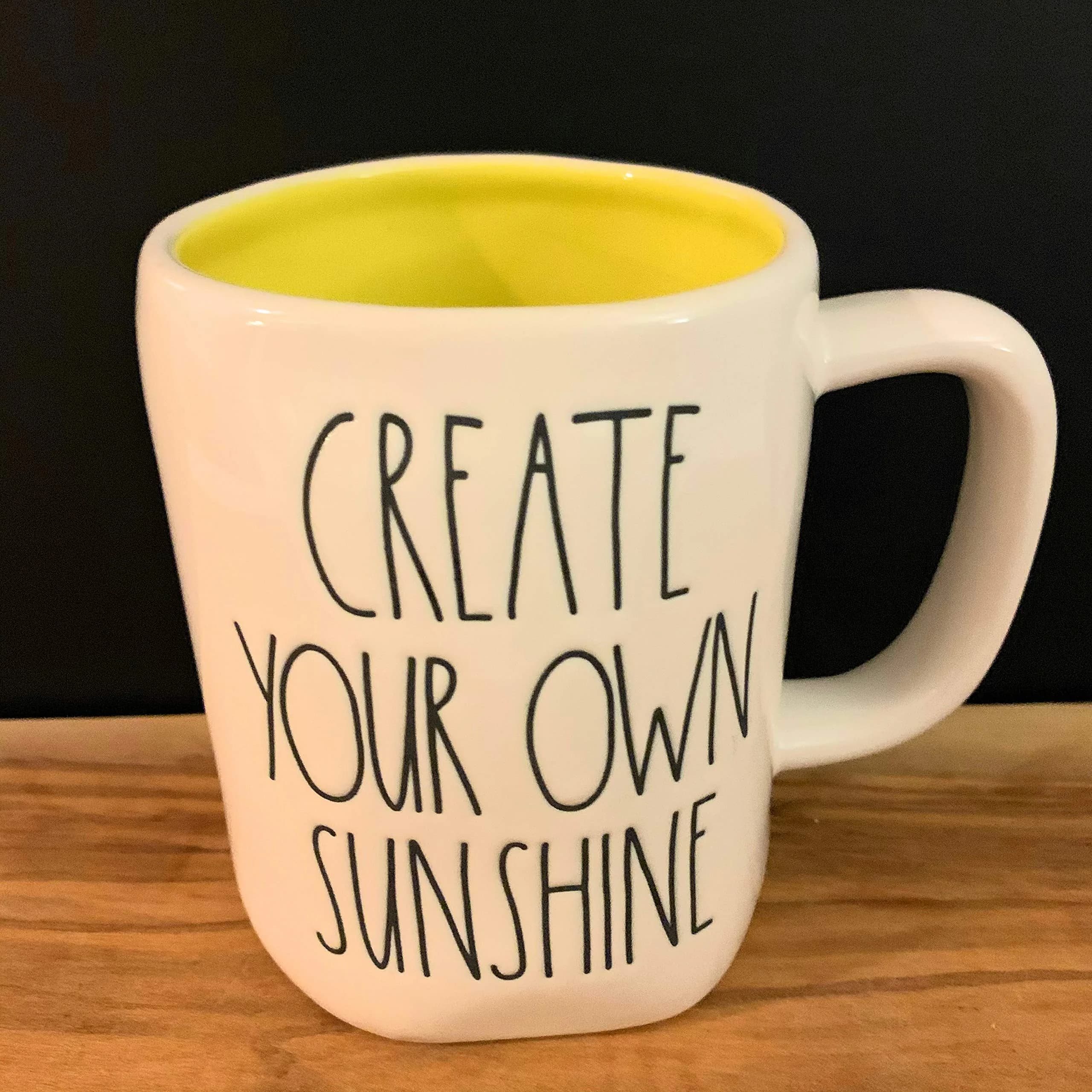 Rae Dunn by Magenta CREATE YOUR OWN SUNSHINE Mug - 473ml (16oz) | Modern Alphabet Ceramic Coffee Cup — Yellow