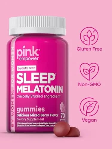 PINK Melatonin Gummies 10mg | Max Potency | Mixed Berry Flavor | 70 Vegan Gummies thumbnail 5