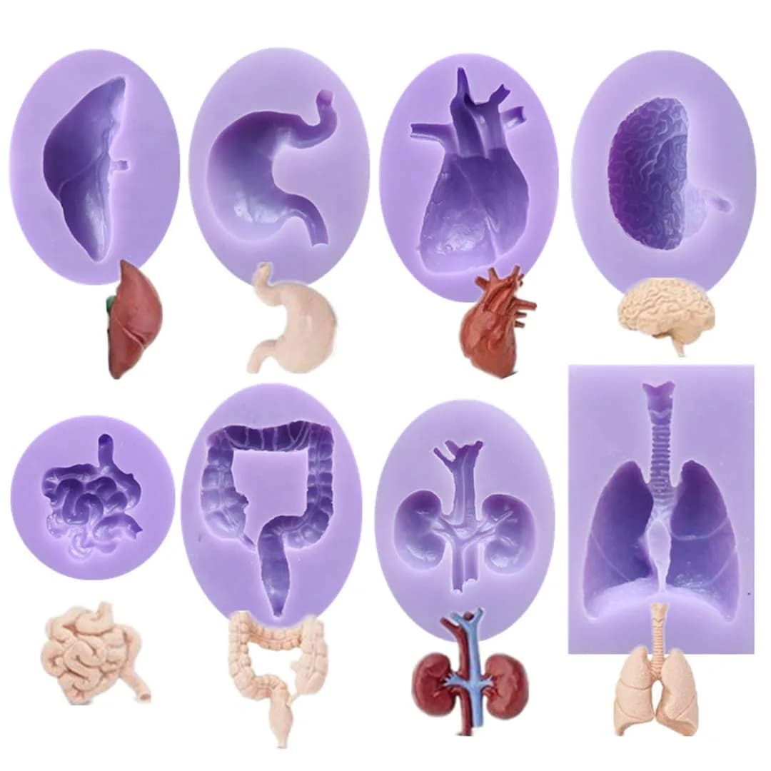 Dekostar Human Organs Shape Silicone Molds,8 Pcs | Food Preparation & Cake Decor (110 chars) — Purple
