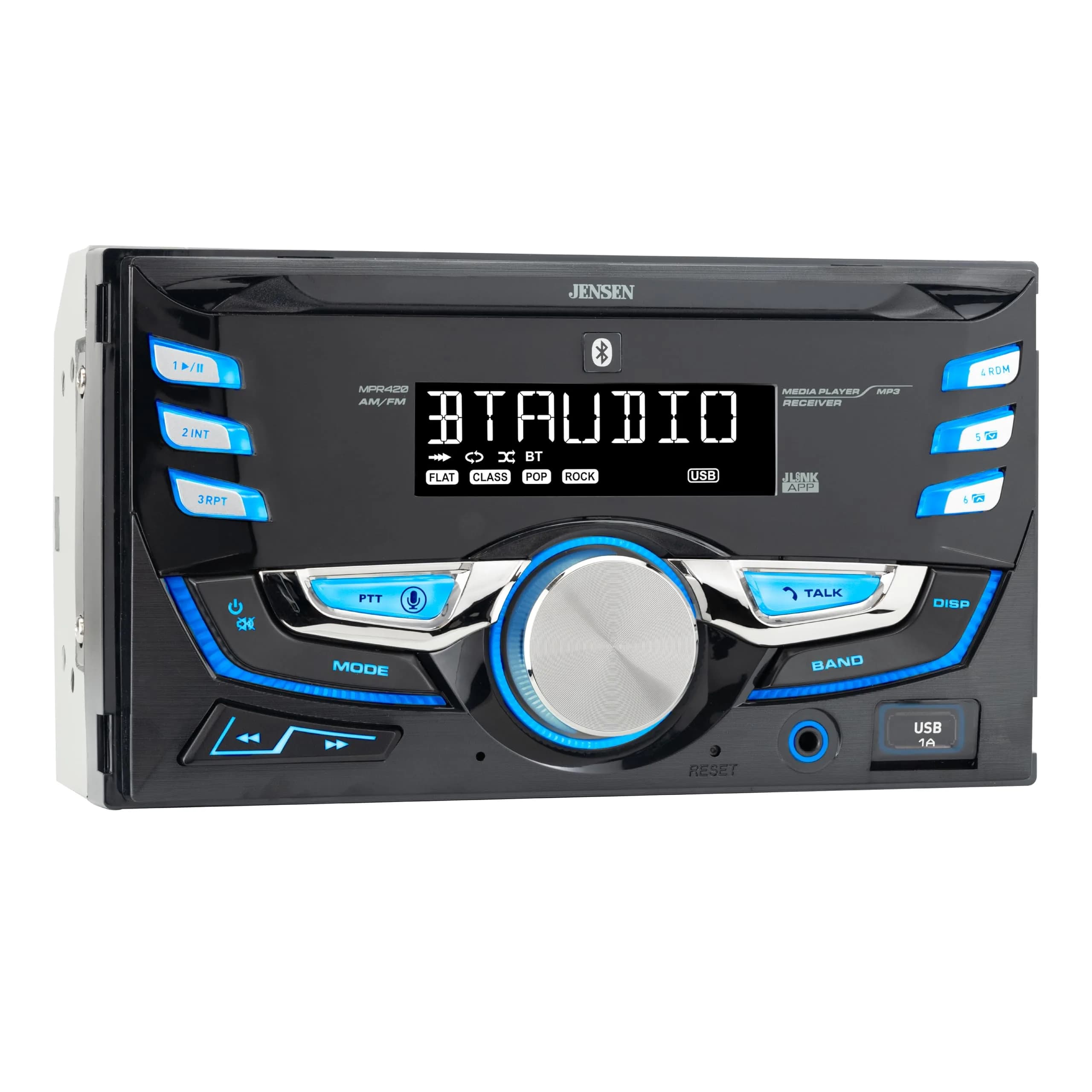 Jensen MPR420 Double DIN Bluetooth Car Stereo, AM/FM Radio, USB Playback | 7" LCD, 4W Power