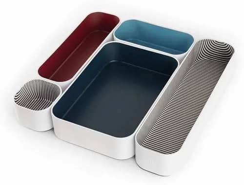 Three by Three Seattle Metal Drawer Organizer Tray Set, 5-Pc | Colorful, Stackable, Customizable Storage thumbnail 1