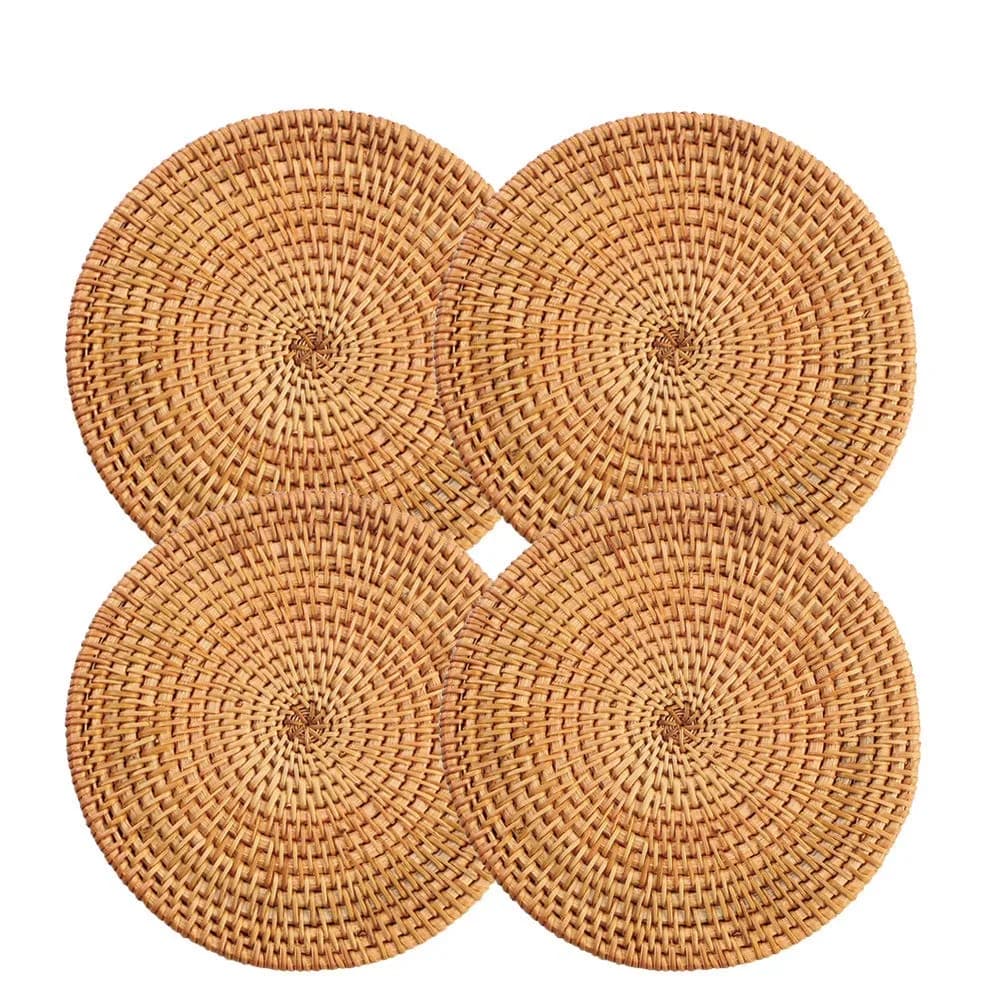 Unknown Trivet 8.66 inch Round Gold | Heat Resistant Woven Wood for Kitchen & Dining — Gold