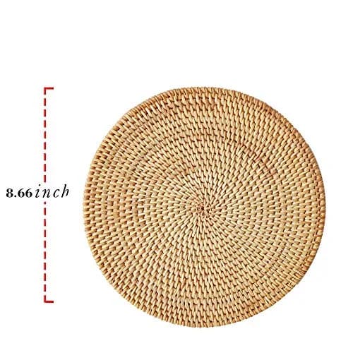 Unknown Trivet 8.66 inch Round Gold | Heat Resistant Woven Wood for Kitchen & Dining thumbnail 6