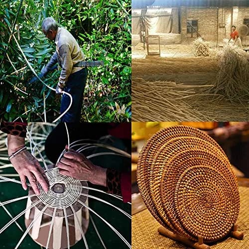 Unknown Trivet 8.66 inch Round Gold | Heat Resistant Woven Wood for Kitchen & Dining thumbnail 7