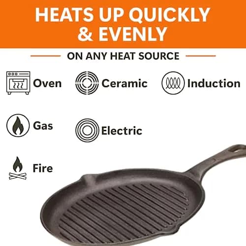 Mr. Bar-B-Q Cast Iron Fajita Sizzling Plate with Wooden Base and Cloth Handle, 25 cm (10 inch) | Authentic Sizzling Fajitas & Steaks thumbnail 3